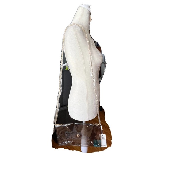 Urban Expressions Stadium Purse Clutch Smokey Clear Gold Chain Strap NWT - Picture 5 of 5